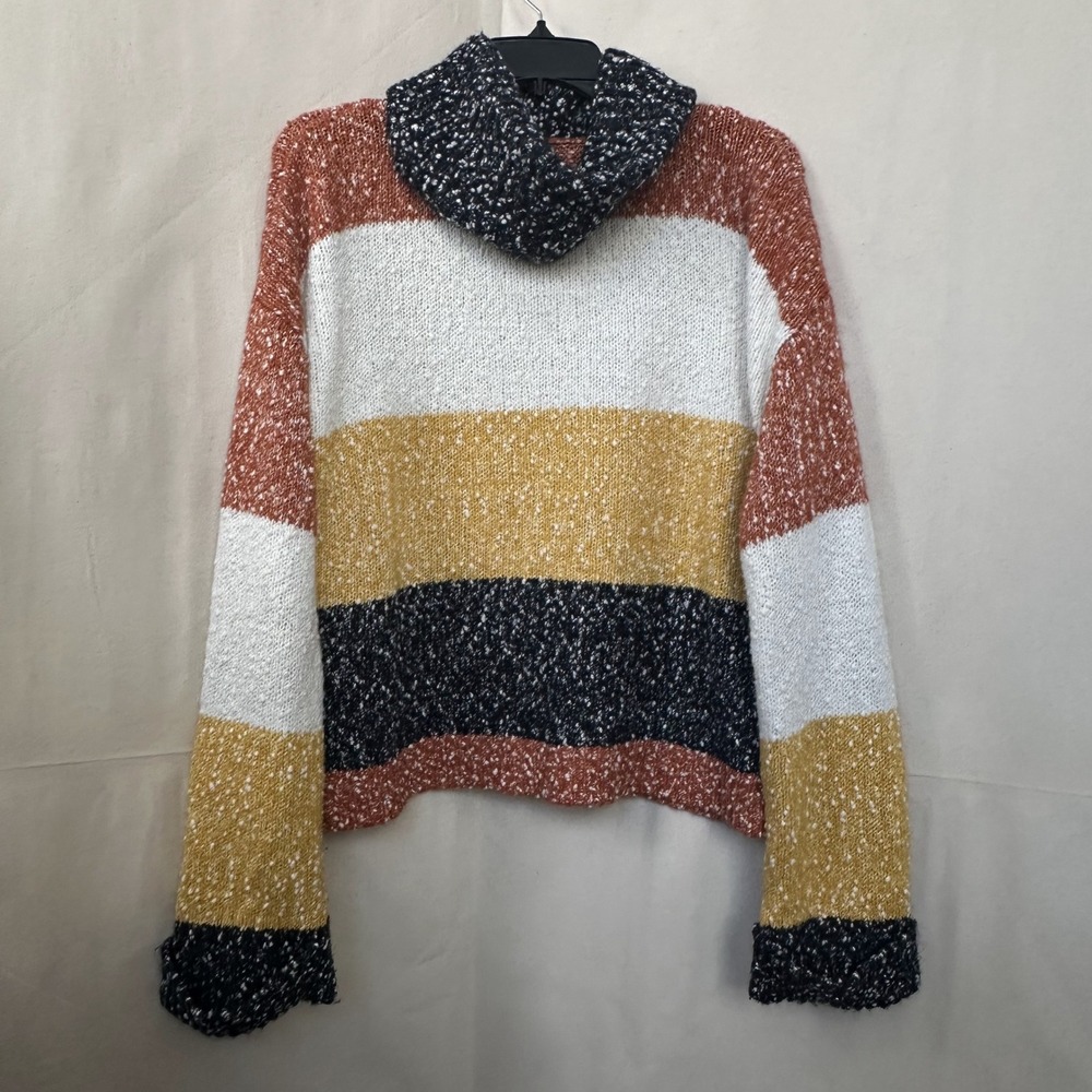 G.I.L.I. Cowl Neck Knit Sweater Women M Multicolor‎ Textured Knit Cozy Fall